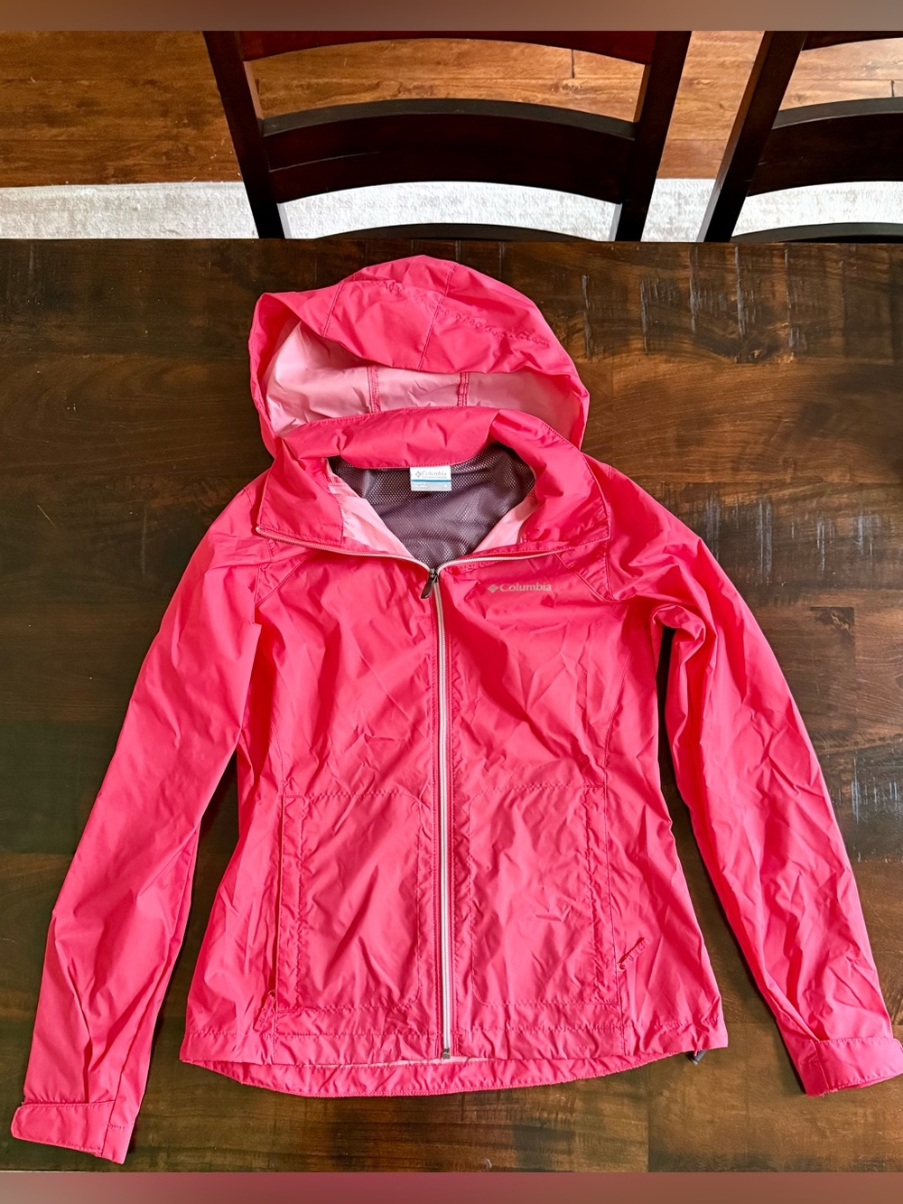 Columbia Women’s Pink Hooded Rain Jacket